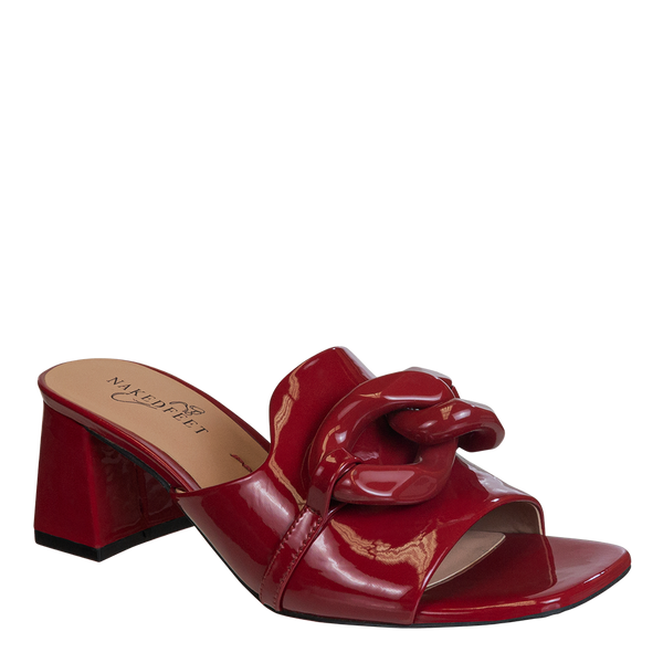 COTERIE in DEEP RED Heeled Sandals Nakedfeet Shoes