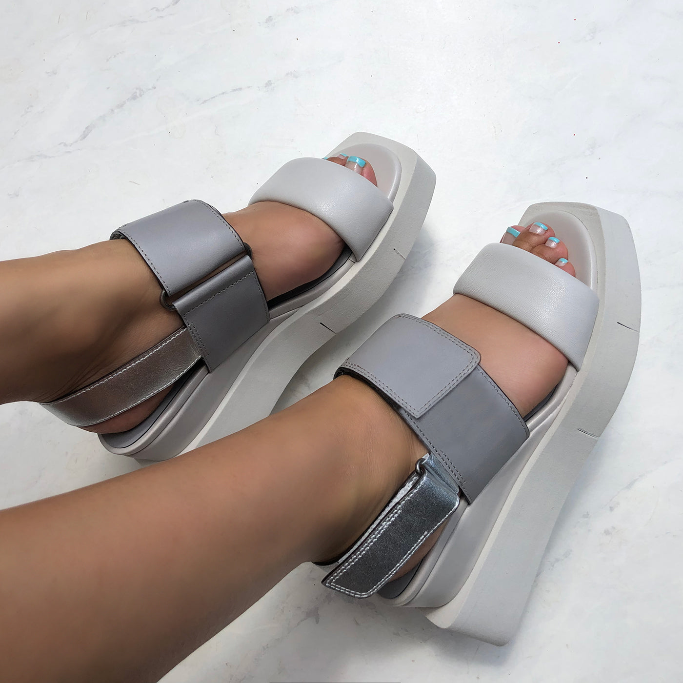 PARADOX in GREY Wedge Sandals Nakedfeet Shoes